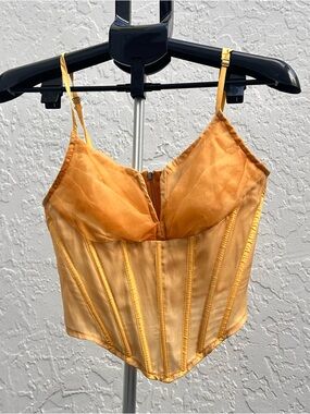 Golden Yellow Satin Bustier Corset Top